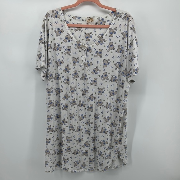 VTG Laura Tyler Cozy Gray and Blue Night Gown for Relaxing Nights Sz Large - Picture 1 of 12